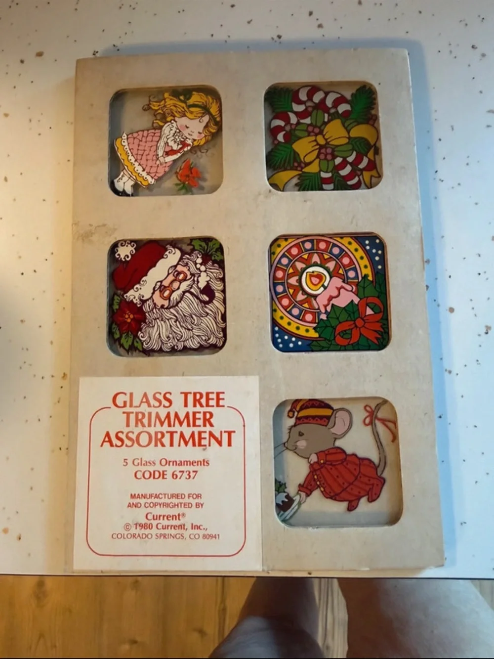 Vintage 1980 Current Inc Glass Christmas Ornaments Set of 5 Code 6737